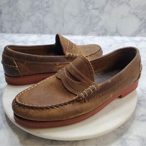 Allen Edmonds Mens 8.5 Sedona Loafers brown Tan Leather USA Made Moc Toe